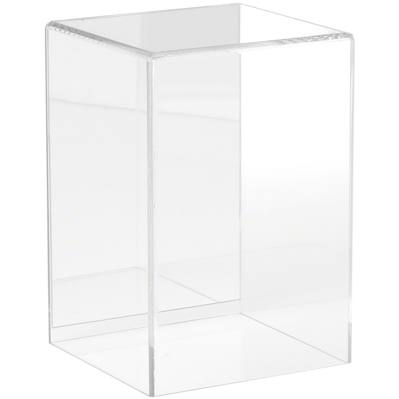 Plymor Clear Acrylic Display Case with No Base (Mirror Back), 4" W x 4" D x 6" H